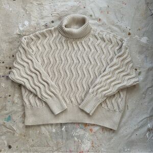 Misha & Puff Wave Ridge Turtleneck Sweater-Marizipan size 2